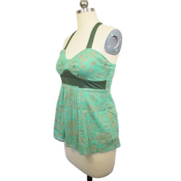 Fei by Anthropologie Green Halter Top Size 4 - Picture 2 of 5